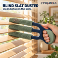 ZYVQUMELA Microfiber Blind Slat Duster, 3-Finger Window Blind Cleaner with Washable Sleeves and Easy-Grip Handle, Sage and Navy