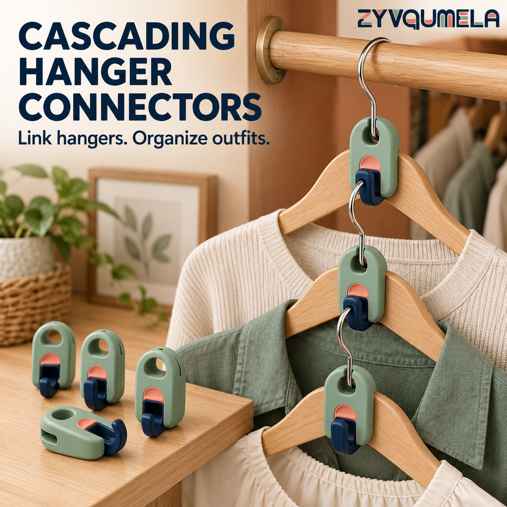 ZYVQUMELA Cascading Hanger Connector Hooks, Space-Saving Closet Hanger Extenders for Outfit Organization, Sage Green, 4-Pack