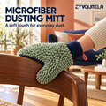 ZYVQUMELA Chenille Microfiber Dusting Mitt, Reusable Washable Furniture Cleaning Glove with Knit Cuff and Hanging Loop, Sage Green, 1 Piece