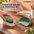 ZYVQUMELA Mini Desktop Brush and Dustpan Set, Handheld Tabletop Sweeper with Soft Bristles, Flexible Lip and Hanging Loop, Sage Green, 2 Pieces