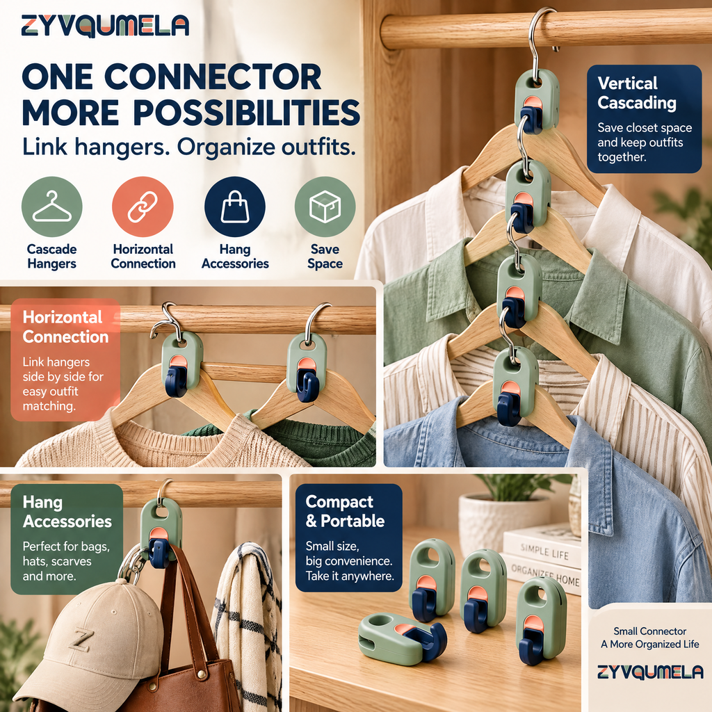 ZYVQUMELA Cascading Hanger Connector Hooks, Space-Saving Closet Hanger Extenders for Outfit Organization, Sage Green, 4-Pack