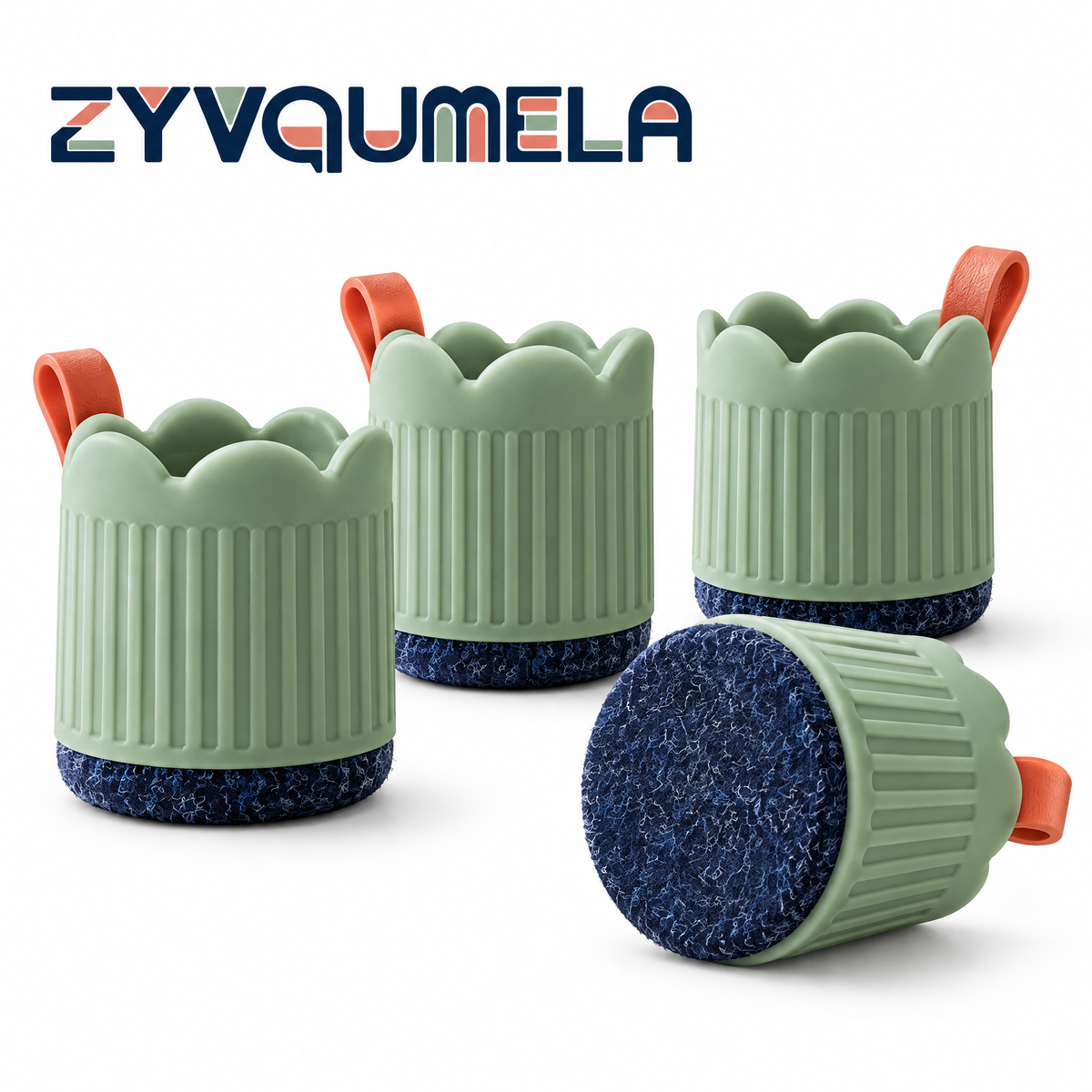 ZYVQUMELA Silicone Chair Leg Protectors with Felt Bottoms, Furniture Feet Caps for Hard Floors, Sage Green, 4-Pack